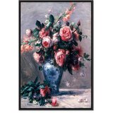  Slika - Pierre-Auguste Renoir – Vase of Roses 80x120 U crnom drvenom okviru | shoptok.hr