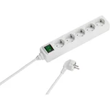 5er Steckdosenleiste weiß 1,4m VIVANCO 27016 EBLS5W 5 x Schuko mit Schalter, Kindersicherung