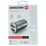 Swissten telefon auto punjač metalni 2xUSB 4.8A srebrni Cijene