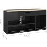 vidaXL Klop za čevlje z blazino visok sijaj črna 104x30x49 cm | Shoptok.si
