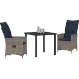  Set stola i stolica s jastukom 3 pcs Siva PE ratan | shoptok.hr