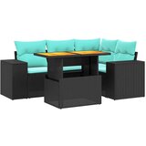  Vrtna garnitura - 5-dijelni set vrtnih sofa od poliratana s jastucima crni - Crna bez spremišta 1 | shoptok.hr