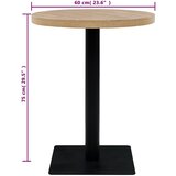  Okrugli stol za bistro od MDF-a i čelika 60 x 75 cm boja hrasta | shoptok.hr