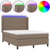  Box spring postelja z vzmetnico LED taupe 140x190 cm blago, (20900422) | Shoptok.si