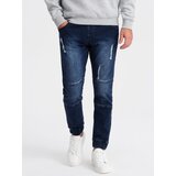 Ombre Men's marbled JOGGER pants with rubbing - dark blue | Shoptok.si