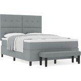  Postelja Box Spring z vzmetnico in klopjo svetlo siva 140x200 cm tkanina, (22081081) | Shoptok.si