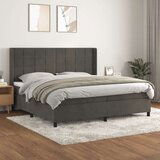  Box spring postelja z vzmetnico temno siva 200x200 cm žamet, (20893820) | Shoptok.si