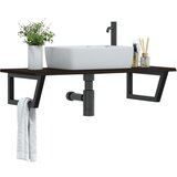  The Living Store Stenska polica za umivalnik jeklo in trdna hrastovina - Polica Za Umivalnik, (21486258) | Shoptok.si