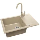 Granitni sudoper Celebes set s miješalicom i sifonom, bež 65x44 cm