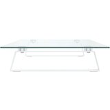 vidaXL Stojalo za monitor belo 80x35x8 cm kaljeno steklo in kovina | Shoptok.si