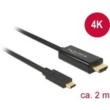 Delock USB-C® / HDMI adapterski kabel USB-C® vtič\, HDMI-A vtič 2.00 m črna 85259 pozlačeni konektorji USB-C®-Display kabel, (20417594) | Shoptok.si