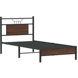 vidaXL Posteljni okvir brez vzmetnice hrast 75x190 cm inženirski les | Shoptok.si