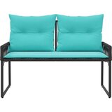  Zunanja klop z blazino 4 pcs Črna in turkizna poli ratan, (5000273054) | Shoptok.si