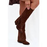 Boto Women's Slip-On Cowboy Boots With Heels And Fringes Brown Zalia | shoptok.hr
