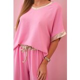 Kesi Włoski Viscose set with golden trim light pink | Shoptok.si