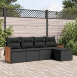 Maison Chic Seti vrtnega pohištva - Vrtna garnitura - Vrtni pohištvo set 5-delna z blazinami črn poli ratan, (21818361) | Shoptok.si