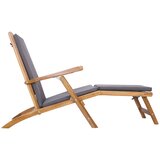 PREKLOPNA ležaljka s jastučićem Tamnosiva Čvrsto teak drvo | shoptok.hr