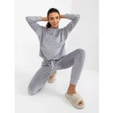 Fashionhunters Gray soft velor pajamas with pants