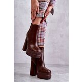 Boto Women's Leather Boots On A Massive Heel Brown Jones | Shoptok.si