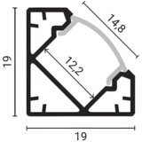 Optonica ALUPROFIL ZA LED TRAKE 2M NAD UGAONI CRNI SA CRNIM DIFUZOROM 5101 | ePonuda.com