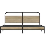 vidaXL Kovinski posteljni okvir brez vzmetnice dimljen hrast 180x200cm | Shoptok.si