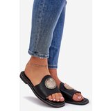 Boto Eco Leather Slides On Flat Heel With Decoration Black Tatereia | Shoptok.si