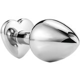 Sunfo - kovinski analni dildo s kamnom v obliki srca (srebrno-bel) | Shoptok.si