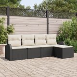 vidaXL 5 dijelni vrtni set sofa s jastučićima Crni Poli Ratan Cijene