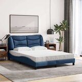  Postelja z vzmetnico modra 140x200 cm blago | Shoptok.si