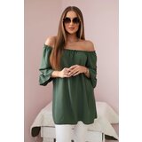 Kesi Spanish blouse with ruffles on the khaki sleeve Cene