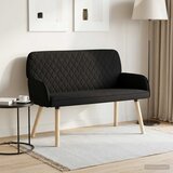  Dvosjed s nogama od punog drva 2-sjedalo Crna Lanena tkanina | shoptok.hr