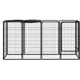 vidaXL Pasja ograda z 10 paneli črna 50x100 cm prašno barvano jeklo | Shoptok.si