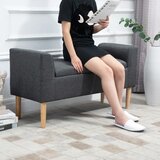  Tapecirana klupa za odlaganje izgled lana drvene noge nosivost 130 kg 116x44x58 cm tamno siva | shoptok.hr