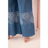 Kesi Włoski Plus Size women's trousers with wide legs and ethnic embroidery denim | Shoptok.si