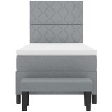 vidaXL Postelja z vzmetnico in klopjo svetlo siva 100x200 cm Tkanina | Shoptok.si