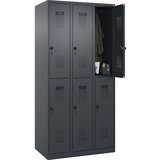 C+P Dvonadstropna garderobna omara Evolo PLUS, 3 deli, sive barve, Š 900 mm, talni drsniki, vrtljiv zapah | Shoptok.si