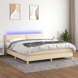 vidaXL Krevet box spring s madracem LED krem 180x200 cm od tkanine | shoptok.hr