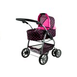 Kolica za lutku Alice 2u1 - crna s rozim točkicama | shoptok.hr