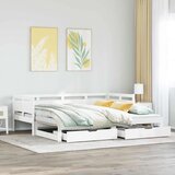 vidaXL Izvlečna dnevna postelja s predali bela 80x200cm trdna borovina | Shoptok.si