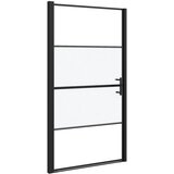 vidaXL Vrata za tuš 100x178 cm delno motno kaljeno steklo črna | Shoptok.si