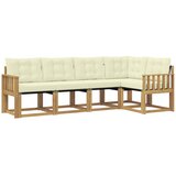 vidaXL Zunanja garnitura za sedenje z blazino 5 pcs Bela in krem, (5000281819) | Shoptok.si