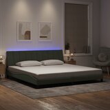 vidaXL Posteljni okvir z LED lučkami svetlo siva 200x200 cm žamet | Shoptok.si