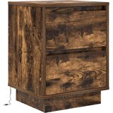  Noćni ormarići s LED svjetlima 2 kom dimljeni hrast 38x34x50 cm | shoptok.hr