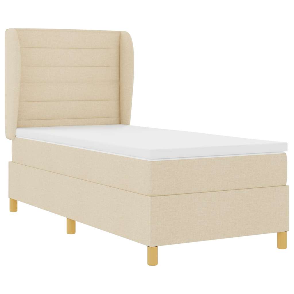 Box Spring Krevet s Dušekom Krem 90x190 cm Tkanina | shoptok.hr