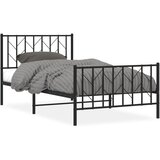 Furnova Kovinski posteljni okvir z vzglavjem in vznožjem črn 100x190 cm, (21939926) | Shoptok.si
