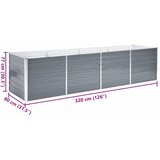  Vrtna sadilica od pocinčanog čelika 320 x 80 x 77 cm siva | Eponuda.com