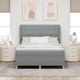 Box Spring Krevet s Madracem Svijetlosiva 140x190 cm Tkanina | shoptok.hr
