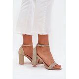 Boto Shiny Women's Heeled Sandals Gold Kavina | Shoptok.si