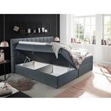 MID.YOU POSTELJA Z VZMETNICO 180 cm x 200 cm , tekstil, leseni material antracit | Shoptok.si