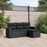 Maison Chic Seti vrtnega pohištva - Vrtna garnitura - Vrtni pohištvo set 4-delna z blazinami črna poli ratan, (21819090) | Shoptok.si